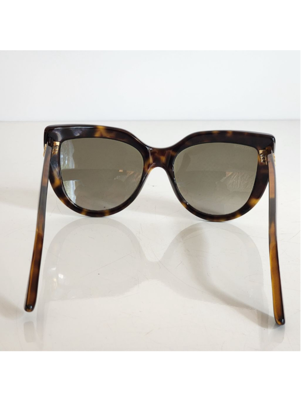 GUCCI NEW Cat Eye Havana Sunglasses in Tortoiseshell Brown Gold Accents GG0164S - Picture 7 of 11